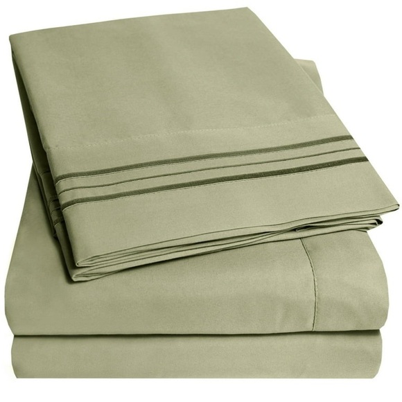 1800 Thread Count 4 Piece Deep Pocket Bedroom Bed Sheet Set Queen - Sage nwt - Picture 1 of 3